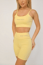 Conjunto Feminino Fitness Básico Bermuda e Top - Amarelo