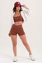 Conjunto Feminino Fitness Básico Shorts e Top - Coffee Âmbar Conjunto Feminino Fitness Básico Shorts e Top - Coffee Âmbar