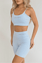 Conjunto Feminino Fitness Básico Bermuda e Top - Azul Polar