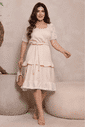 VESTIDO LINEN COM MANGAS E BABADO EM RENDA - 14116 VESTIDO LINEN COM MANGAS E BABADO EM RENDA - 14116