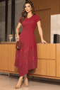 VESTIDO MALHA TEXTURIZADA COM RENDA CHANTILLY - 14541