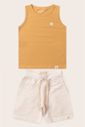 Conjunto Menino Regata Amarelo Âmbar e Bermuda Off Natural Conjunto Menino Regata Amarelo Âmbar e Bermuda Off Natural