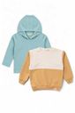 Combo 2 Blusas - Hoodie Com Capuz Verde Acqua + Blusa Moletom Duo Amarela/Off Natural Combo 2 Blusas - Hoodie Com Capuz Verde Acqua + Blusa Moletom Duo Amarela/Off Natural