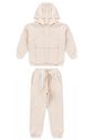 Conjunto Infantil Menino De Blusa Hoodie Com Capuz e Calça Jogger Moletom Super Sustentável - Off Natural