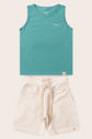 Conjunto Menino Regata Verde Acqua e Bermuda Off Natural Conjunto Menino Regata Verde Acqua e Bermuda Off Natural