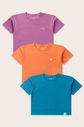 Combo 3 Blusas Box Menina Manga Curta - Lilás Lavanda - Laranja Tangerina - Azul Turquesa Combo 3 Blusas Box Menina Manga Curta - Lilás Lavanda - Laranja Tangerina - Azul Turquesa