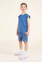 Conjunto Menino Regata Over com Capuz Azul Anil e Bermuda Azul Anil Conjunto Menino Regata Over com Capuz Azul Anil e Bermuda Azul Anil