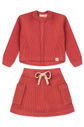 Conjunto Infantil Menina De Blusa e Saia Moletom Texturizado Algodão Sustentável - Vermelho Cedro Conjunto Infantil Menina De Blusa e Saia Moletom Texturizado Algodão Sustentável - Vermelho Cedro