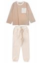 Conjunto Infantil Menino de Camiseta Longa e Calça Jogger - Listradro Off-Bege / Off Natural Conjunto Infantil Menino de Camiseta Longa e Calça Jogger - Listradro Off-Bege / Off Natural