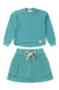 Conjunto Infantil Menina De Blusa e Saia Moletom Texturizado Algodão Sustentável - Verde Acqua Conjunto Infantil Menina De Blusa e Saia Moletom Texturizado Algodão Sustentável - Verde Acqua