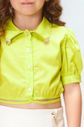 Camisa cropped de tricoline com strass Camisa cropped de tricoline com strass