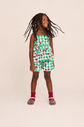 Conjunto bata e short estampa xadrez e cereja