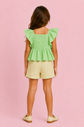 Conjunto Blusa Com Elástico No Torax E Short Listrado