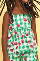 Conjunto bata e short estampa xadrez e cereja