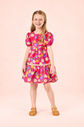 Vestido De Tricoline Estampado Com Entremeio Colorido