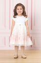 Vestido  de cetim e saia de tule com strass e sublimação de urso Vestido  de cetim e saia de tule com strass e sublimação de urso