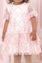 Vestido de tule poa com estampa de urso e laço Vestido de tule poa com estampa de urso e laço