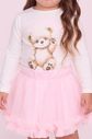 Conjunto Blusa Com Silk e Saia De Tule