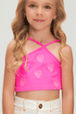 Cropped rosa neon bordado