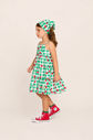 Vestido estampa xadrez e cerejas Vestido estampa xadrez e cerejas