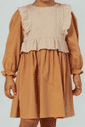 Vestido de tricoline com corpo de tricô Vestido de tricoline com corpo de tricô