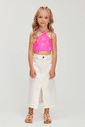 Cropped rosa neon bordado