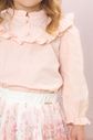 Conjunto camisa de tricoline e saia de tule poa estampada Conjunto camisa de tricoline e saia de tule poa estampada