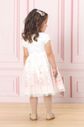Vestido  de cetim e saia de tule com strass e sublimação de urso Vestido  de cetim e saia de tule com strass e sublimação de urso