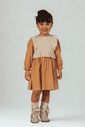 Vestido de tricoline com corpo de tricô Vestido de tricoline com corpo de tricô