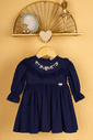 Vestido de tricoline com pala bordada Vestido de tricoline com pala bordada