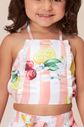 Conjunto top e short-saia estampa frutas