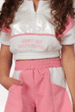 Conjunto cropped e short de plush e spain cupro Conjunto cropped e short de plush e spain cupro