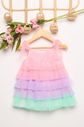 Vestido multicolors de tule em camadas Vestido multicolors de tule em camadas
