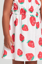 Vestido de moletinho com estampa de morangos Vestido de moletinho com estampa de morangos