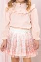 Conjunto camisa de tricoline e saia de tule poa estampada Conjunto camisa de tricoline e saia de tule poa estampada