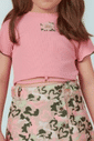 Conjunto blusa de ribana com short-saia estampado Conjunto blusa de ribana com short-saia estampado