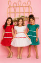 Vestido de tule com fitas e babados Vestido de tule com fitas e babados