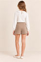 Conjunto Blusa C/ Strass Na Gola E Short-Saia De Crepe Metalizado
