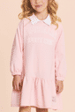 Vestido rosa claro manga longa