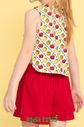 Conjunto blusa estampa de frutas e short liso