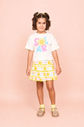 Conjunto t-shirt com silk e saia estampada