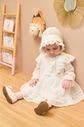 Conjunto batismo vestido e touca de shiffon poá Conjunto batismo vestido e touca de shiffon poá