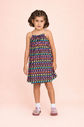 Vestido estampado com detalhe de cordão multicolorido Vestido estampado com detalhe de cordão multicolorido