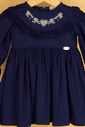 Vestido de tricoline com pala bordada Vestido de tricoline com pala bordada