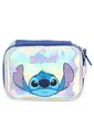 Kit Escolar Infantil com Lancheira e Estojo Grande Holográfico Stitch Prata