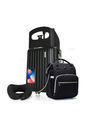 Kit de Mala de Viagem Pequena 10kg Grécia com Bolsa Maternidade e Almofada de Pescoço Preto