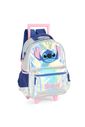 Mochila com Rodinhas Escolar Infantil Holográfica Stitch Prata