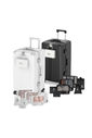 Kit Malas de Viagem 32kg Holanda Bau Maloa Branco e Preto com 2 Kits Organizadores Branco e Preto