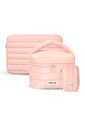 Kit de Acessórios Multifuncional com Necessaire, Porta Passaporte e Porta Notebook 14 Polegadas Puffer Maloa Rosa