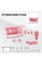 Kit de Frascos e Nécessaire para Viagem de 10 Peças Premium Rosa Kit de Frascos e Nécessaire para Viagem de 10 Peças Premium Rosa